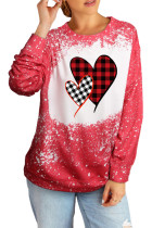 Plaid Heart Ink Splash Print Pullover Sweatshirt LC25311528-3