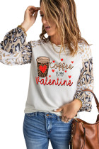 Coffee is My Valentine Graphic Print Leopard Long Sleeve Sweatshirt LC25113594-15