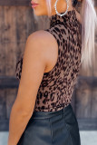 Leopard Print High Neck Sleeveless Bodysuit LC32901-20