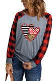 Gray Valentine Pattern Heart Print Plaid Long Sleeve Sweatshirt LC25311689-11