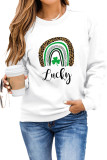 White St. Patrick's Day Lucky Clover Print Graphic Sweatshirt LC25311679-1