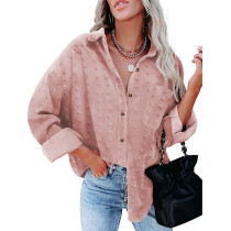 Pink Swiss Dot Jacquard Chiffon Shirt TQK220091-10