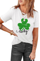 White Lucky Clover St. Patrick's Day Short Sleeve T Shirt LC25213996-1
