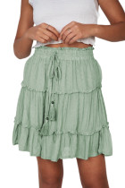 Smocked Waist Swiss Dot Frilled Tiered Mini Skirt LC651163-9