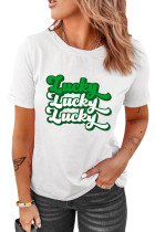 White St. Patrick's Day Lucky Print Short Sleeve T-shirt LC25213969-1