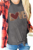 Leopard Plaid LOVE Graphic Gray Tee LC25213741-11