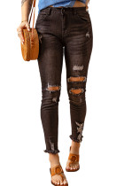 Black High Rise Distressed Skinny Jeans LC783052-2