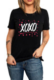 Black XOXO Hearts Print Short Sleeve Graphic Tee LC25213982-2