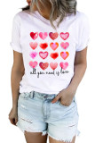 Valentine Hearts Letter Print Short Sleeve T-shirt LC25213777-1