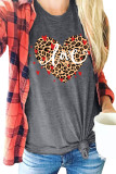Valentine Love Leopard Heart Shape Print Short Sleeve T-shirt LC25213716-11