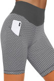 Gray Side Pockets Ruched Butt Lifting Yoga Shorts LC263756-11