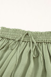 Green Adjustable Drawstring Smocked Waist Maxi Skirt LC651136-9