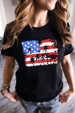 Black US Flag Plant Shaped Print Short Sleeve T-shirt LC25214136-2