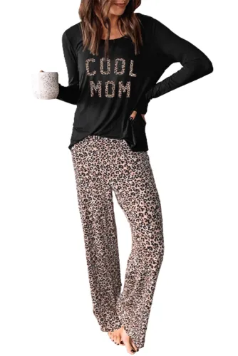COOL MOM Leopard Print Long Sleeve Top and Pants Lounge Set LC4512296-20