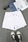 White Rolled-up High Waist Distressed Denim Shorts LC783774-1
