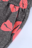 Valentine’s Red Lips Kisses Print Jogger Pants Set LC622539-2