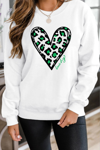White Leopard Heart Pullover Sweatshirt LC25311771-1