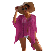Rosy Hollow Out Lace-up Beach Cover Up TQK650112-6