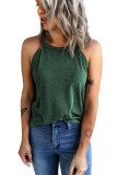 Green Solid Color Crew Neck Tank Top LC2564998-9