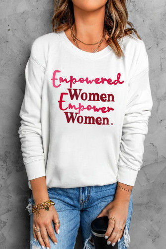 White Empowered Women Graphic Sweatshirt LC25311900-1