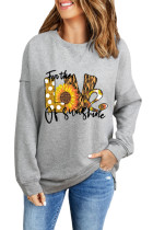 Gray LOVE Sunflower Leopard Letter Print Graphic Sweatshirt LC25312031-11
