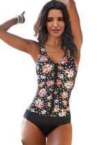 Multicolor Floral Print Ruffles One-piece Swimsuit LC44839-22