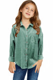Green Little Girl Pocketed Corduroy Shirt TZ25581-9