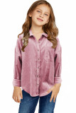 Pink Little Girl Pocketed Corduroy Shirt TZ25581-10