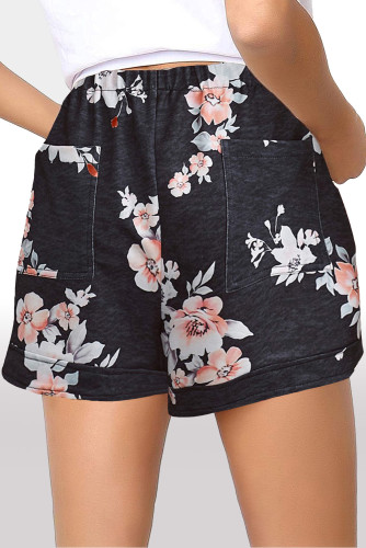 Floral Drawstring Waist Little Girls' Shorts with Pockets TZ77006-102