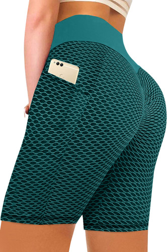 Green Side Pockets Ruched Butt Lifting Yoga Shorts LC263756-9