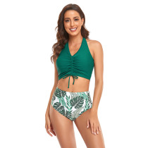 Green Smock Printed Bikini Swimwear TQK610300-9