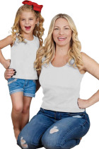 White Solid Color O-neck Kid's Tank Top TZ251144-1