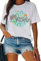 White Mama Letter Graphic Print Short Sleeve T Shirt LC25215716-1