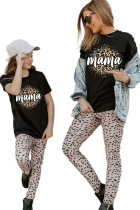 Black Family Matching Girl's Mama Leopard Print Short Sleeve T Shirt TZ251115-2