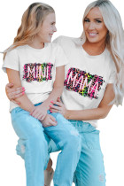 White Mother and Me Mini Leopard Print Short Sleeve T Shirt TZ251132-1