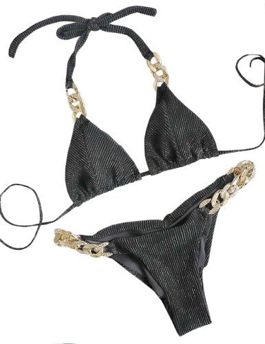Black Diamond Chains 2pcs Bikini Swimsuit TQK610326-2