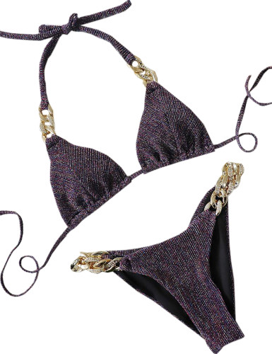 Purple Diamond Chains 2pcs Bikini Swimsuit TQK610326-8
