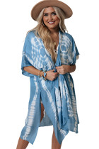 Sky Blue Tie-dye Kimono with Slits LC2541335-4