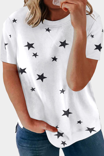 White Star Pattern Round Neck Plus Size T-shirt LC252847-1