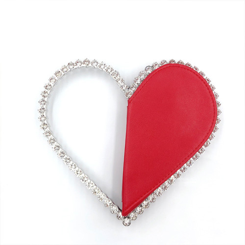 Red Heart Shaped Party Evening Clutch Bags with Crystal H21238-3