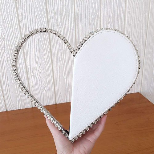 White Heart Shaped Party Evening Clutch Bags with Crystal H21238-1