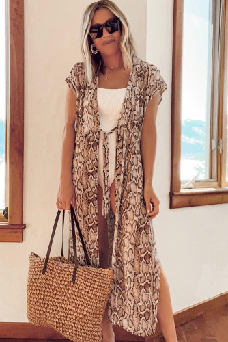 Brown Snakeskin Print Duster Cover up LC2541356-17