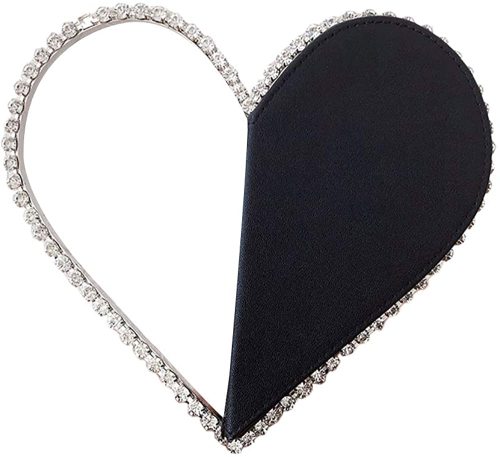 Black Heart Shaped Party Evening Clutch Bags with Crystal H21238-2