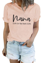 Pink Nana Letter Graphic Print Short Sleeve T Shirt  LC25216256-10
