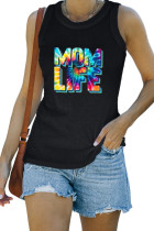 Black MOM LIFE Tie Dye Print Graphic Tank Top LC2566048-2