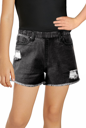 Black Washed Color Denim Shorts TZ77017-2