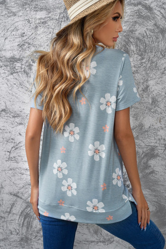 Gray Floral Pattern T-shirt LC2519051-11