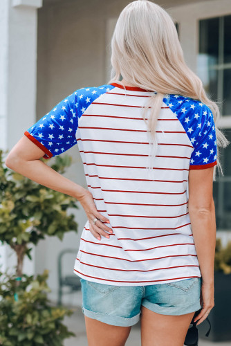 USA Flag Star Striped Print Short Sleeve T Shirt LC25216738-5