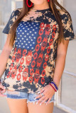 American Flag Pattern Tie Dye Print Short Sleeve T Shirt LC25215101-22