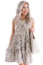 Leopard Print Layered Ruffled Sleeveless Mini Dress  LC2212017-20